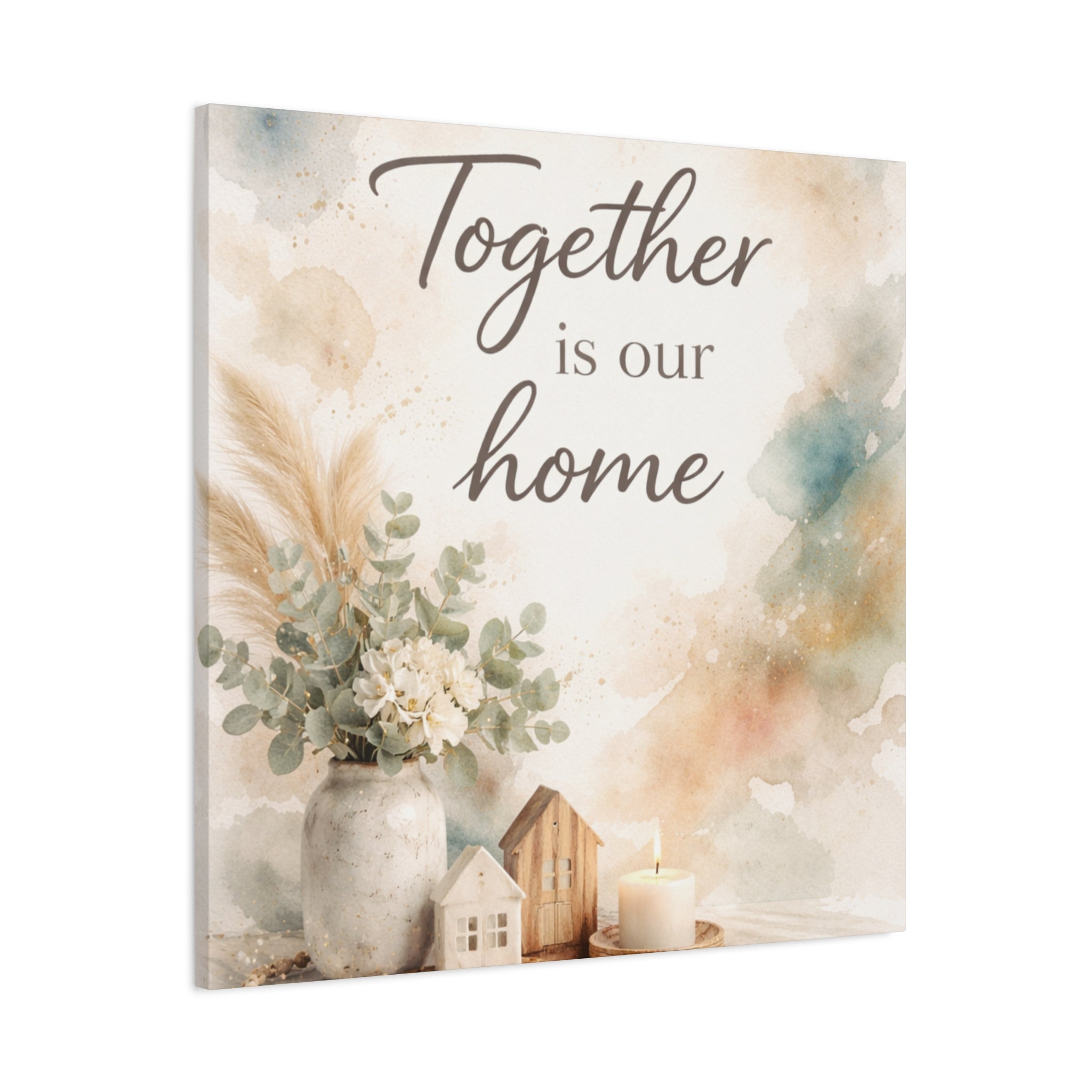 Together Is Our Home Floral Inspirational Decor Canvas Wall Art