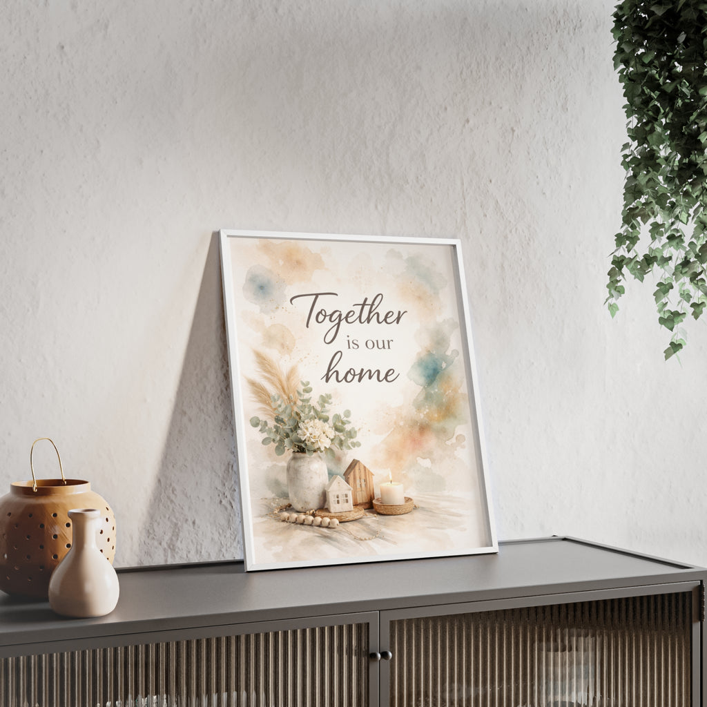 Together Is Our Home Framed Poster Cozy Watercolor Floral Wall Art