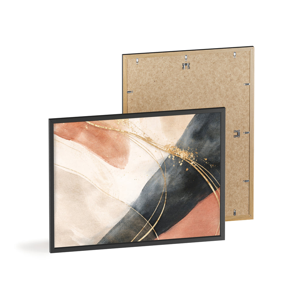 Abstract Gold Arc Framed Poster Modern Watercolor Wall Art