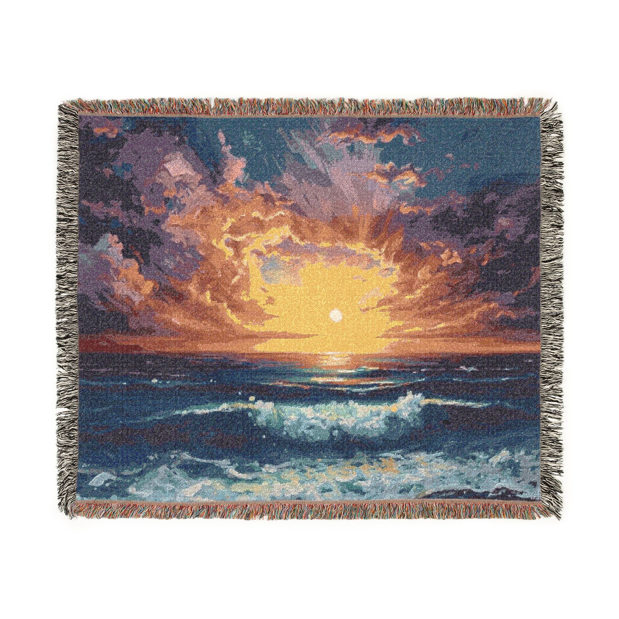Beach Sunset Woven Blanket