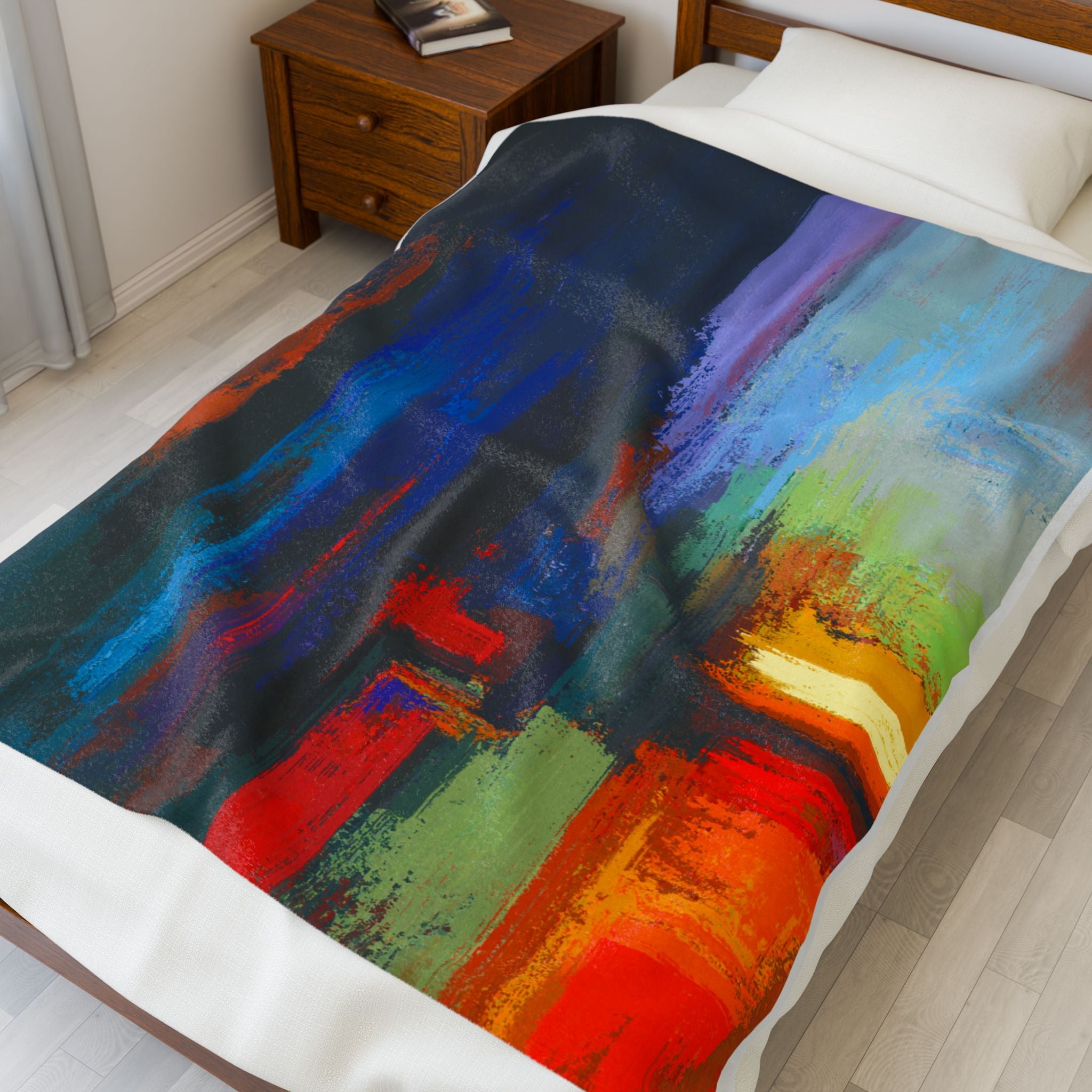 Multicolored Abstract Art Velveteen Plush Blanket