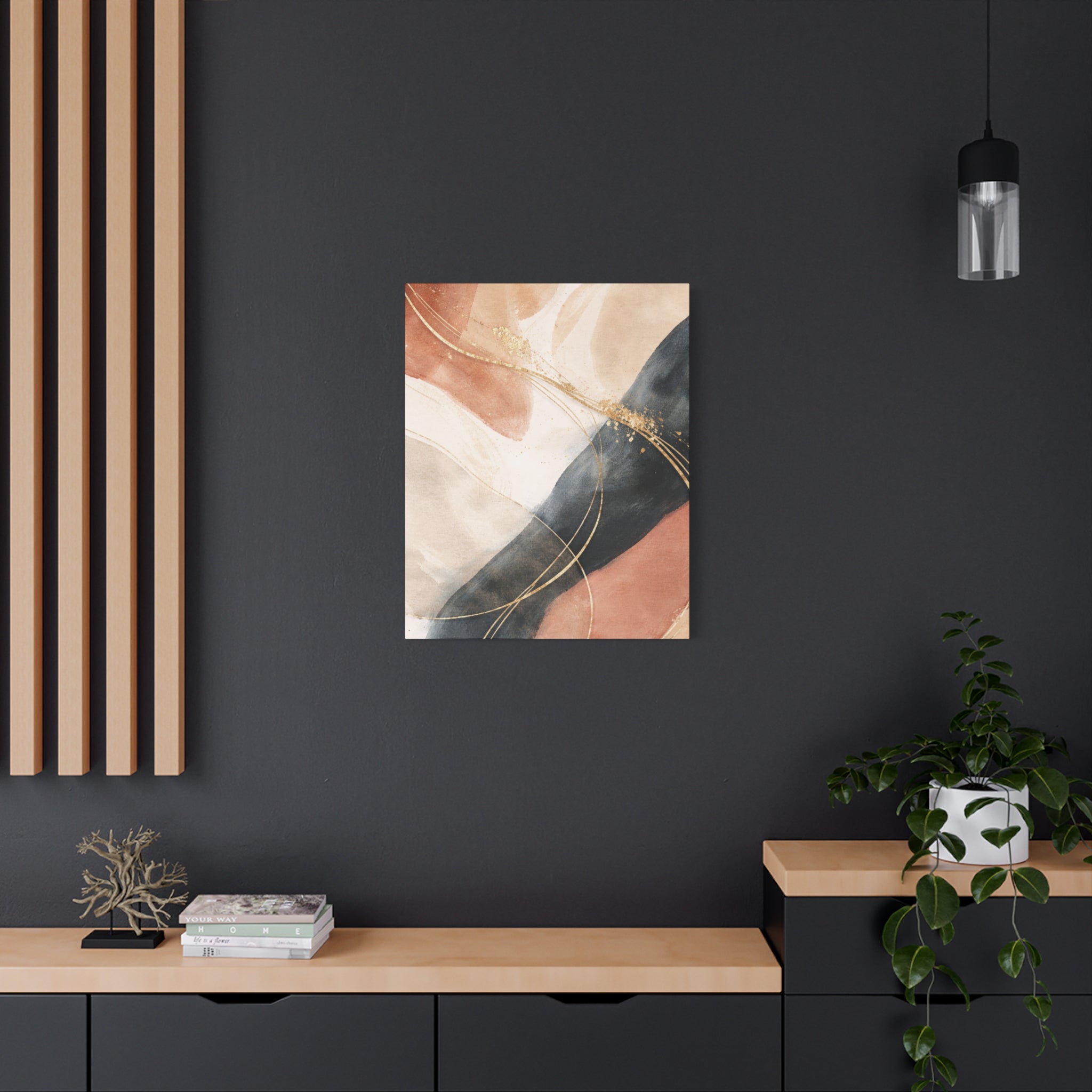 Abstract Blush & Gold Matte Canvas Print