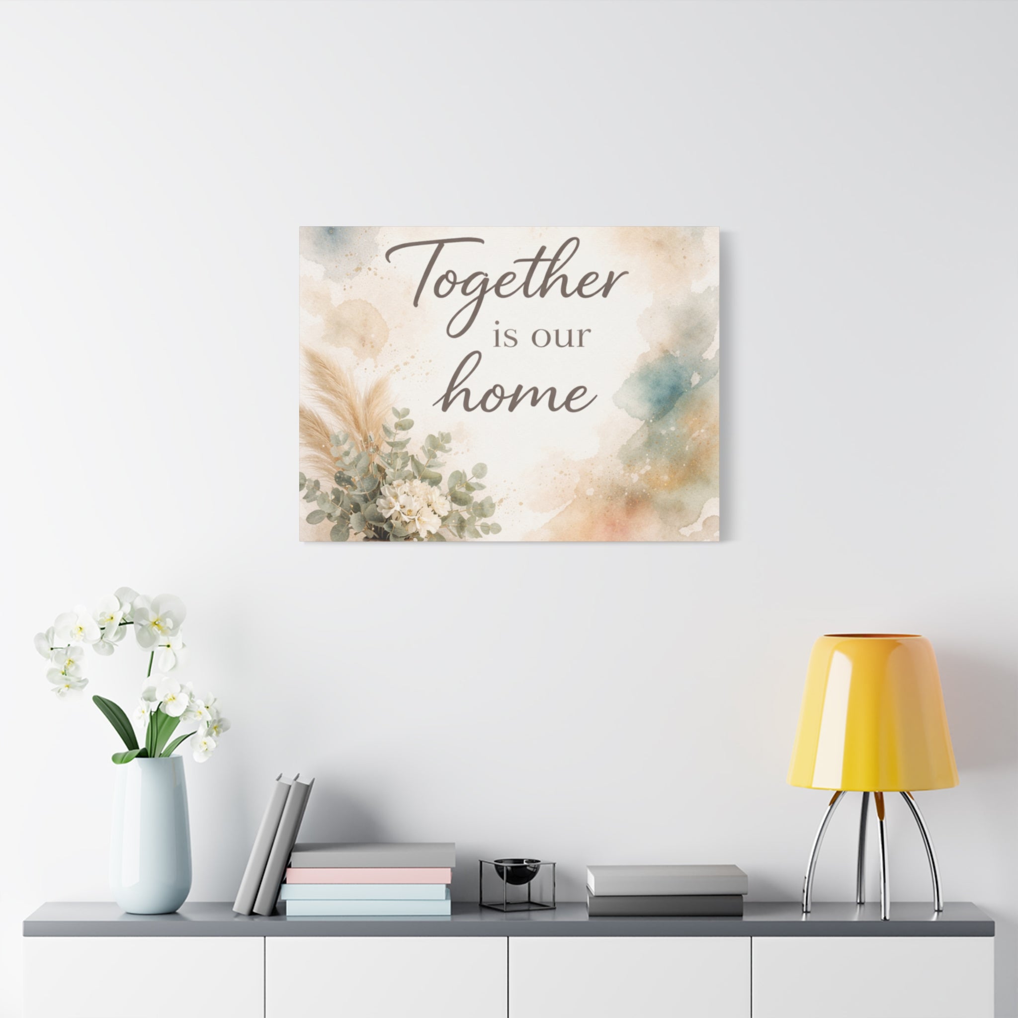 Together Is Our Home Floral Inspirational Decor Canvas Wall Art