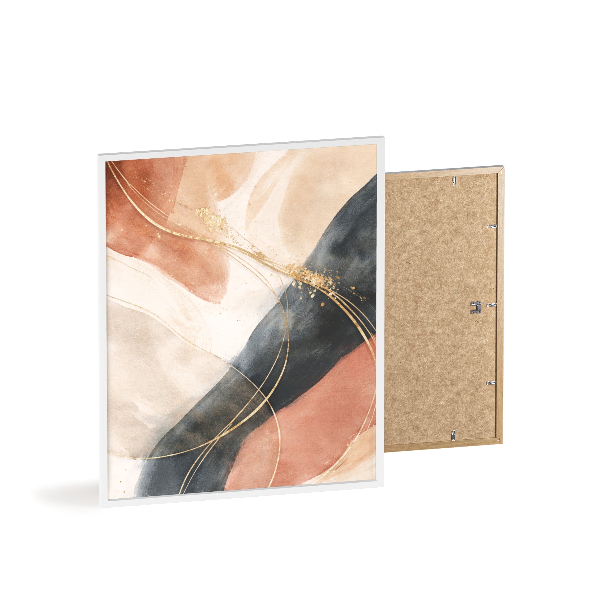 Abstract Gold Arc Framed Poster Modern Watercolor Wall Art