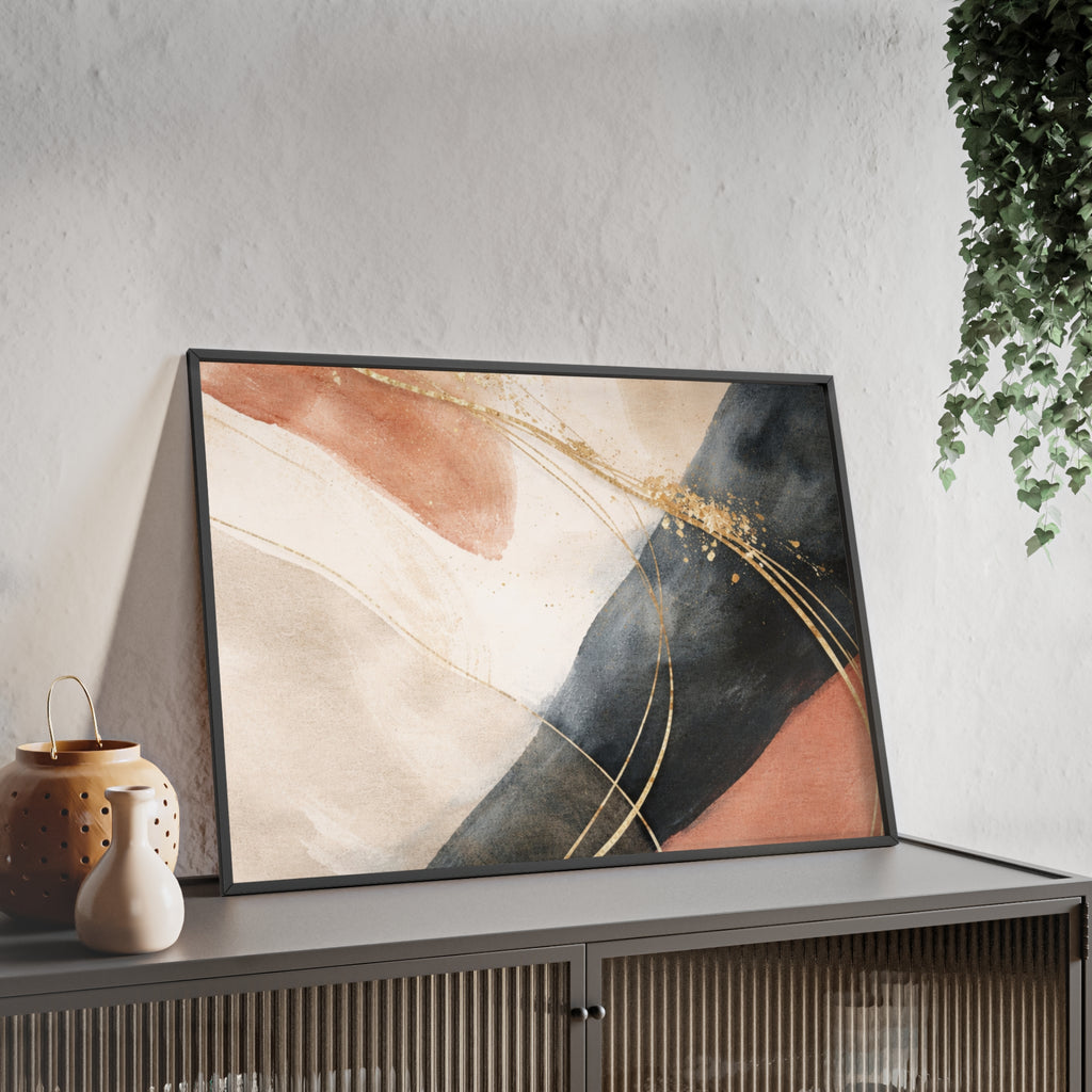 Abstract Gold Arc Framed Poster Modern Watercolor Wall Art