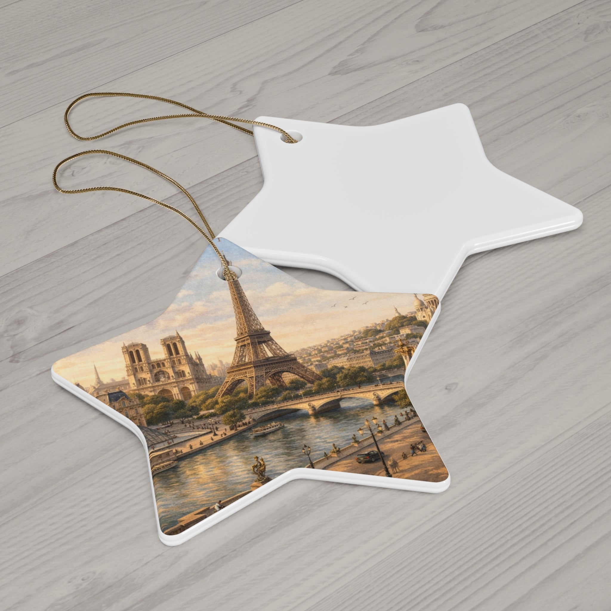 Paris Eiffel Tower Star-Shaped Ceramic Ornament
