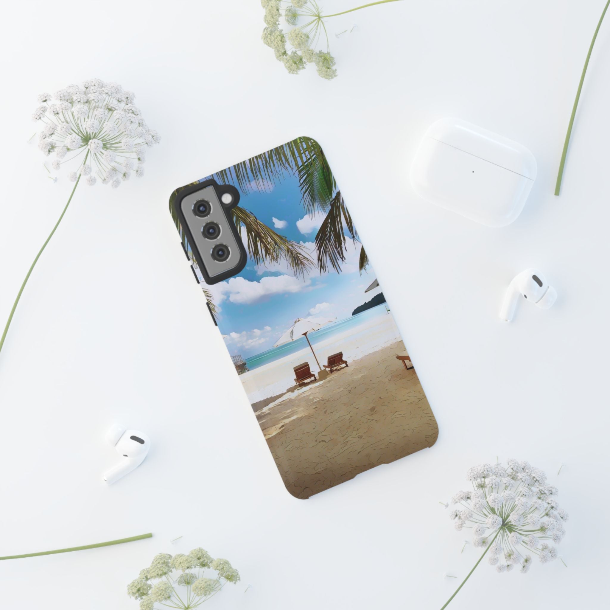Beach Paradise Tropical Palm Beach Scene Tough Phone Case