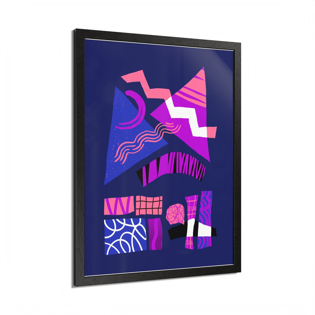 Abstract Geometric Framed Poster — Pink & Purple Modern Wall Art