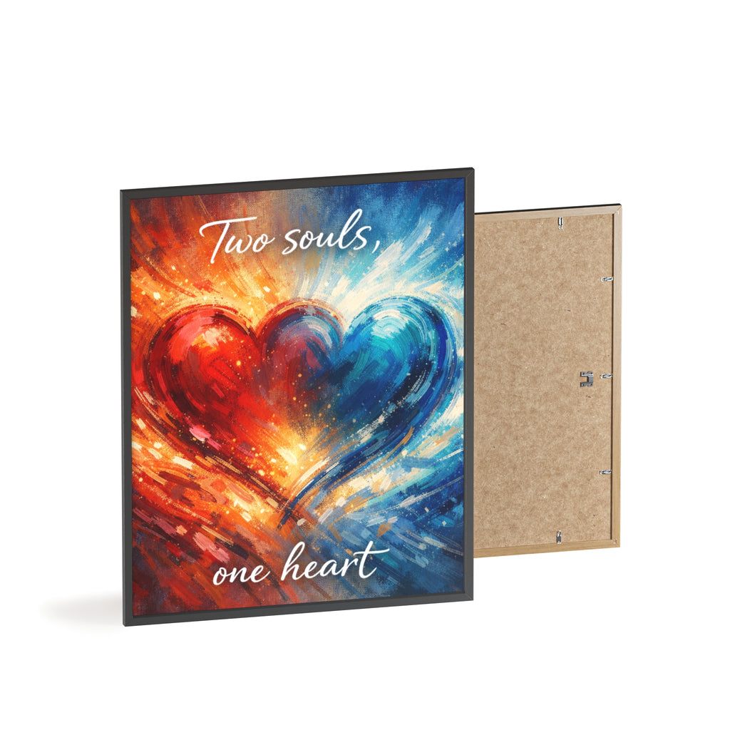 Two Souls One Heart Framed Poster — Romantic Heart Wall Art