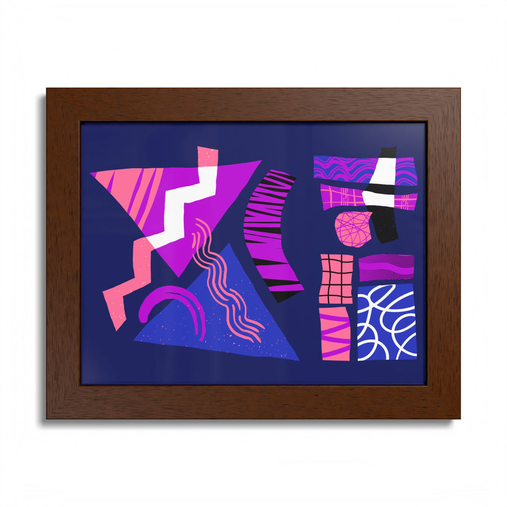 Abstract Geometric Framed Poster — Pink & Purple Modern Wall Art