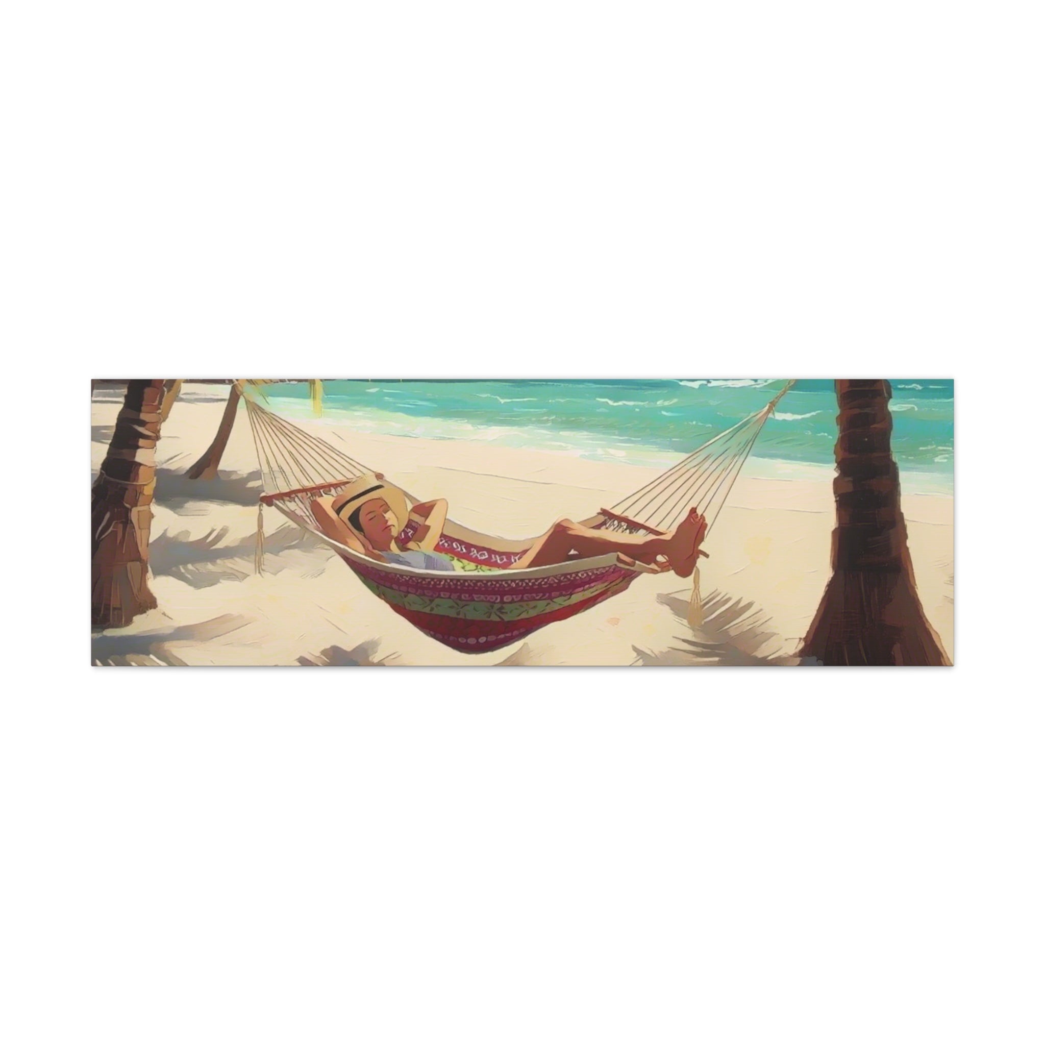 Tropical Beach Hammock Canvas Wall Art