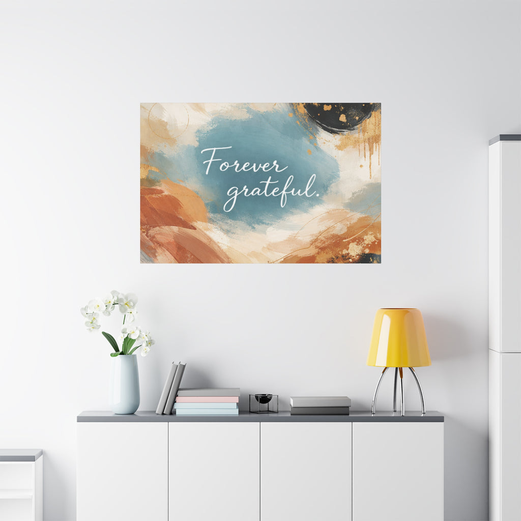 Forever Grateful Canvas Wall Art Inspirational Abstract Home Decor