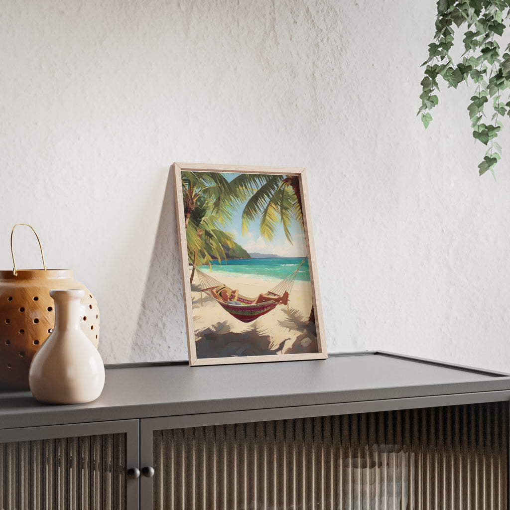 Tropical Beach Hammock Framed Poster