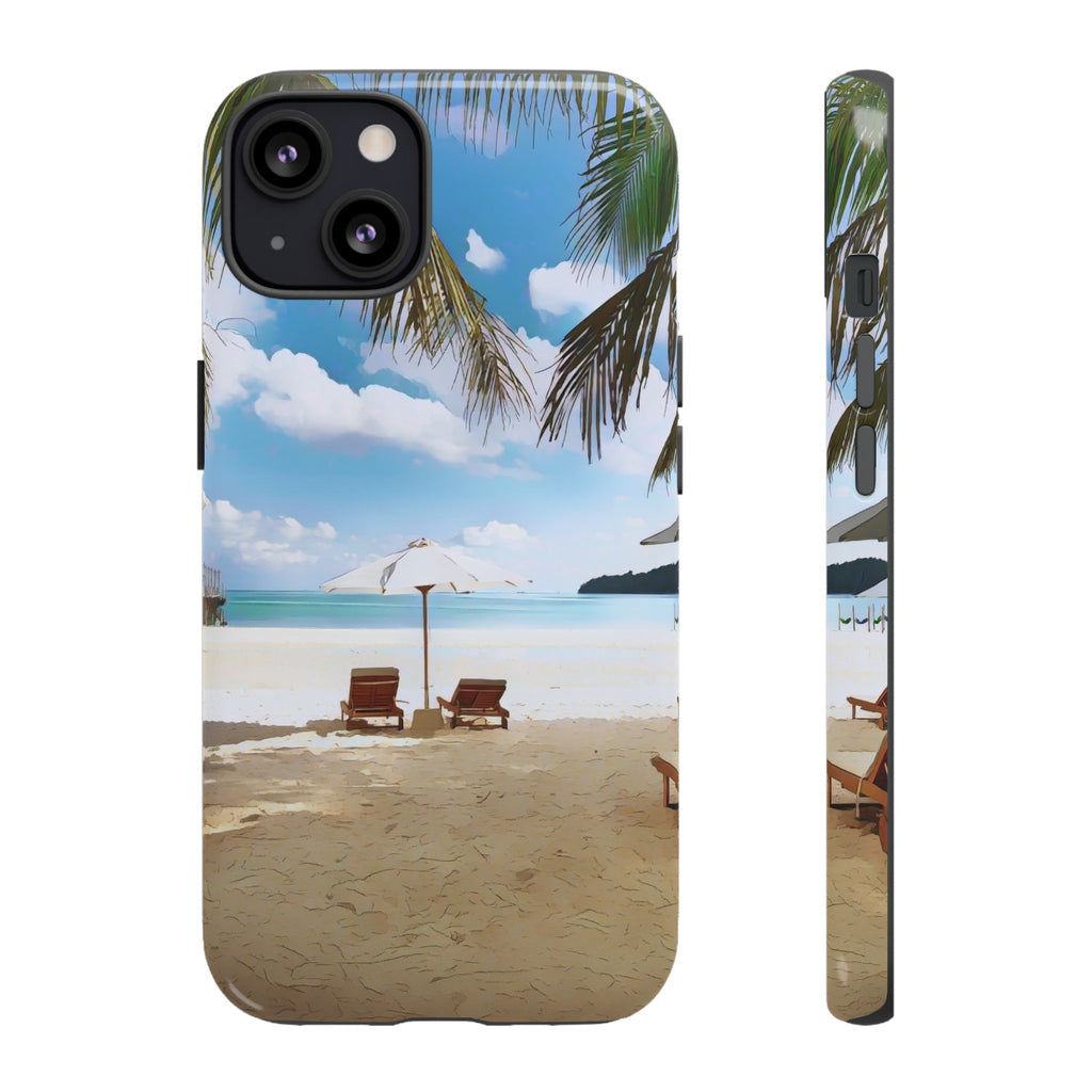 Beach Paradise Tropical Palm Beach Scene Tough Phone Case
