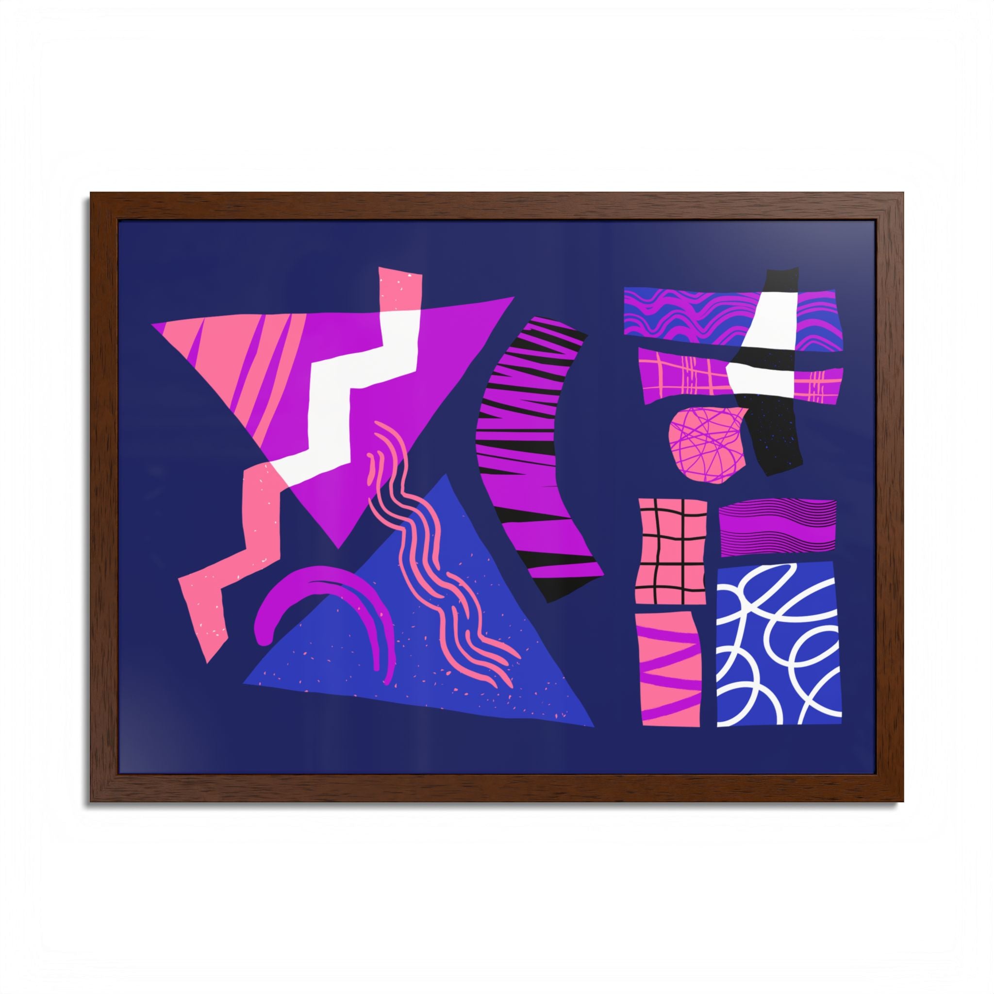Abstract Geometric Framed Poster — Pink & Purple Modern Wall Art