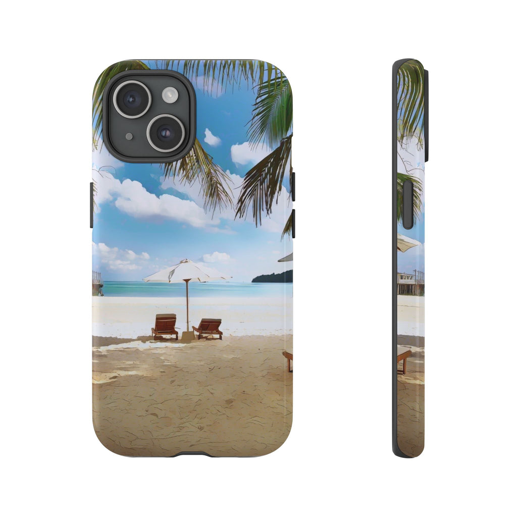 Beach Paradise Tropical Palm Beach Scene Tough Phone Case