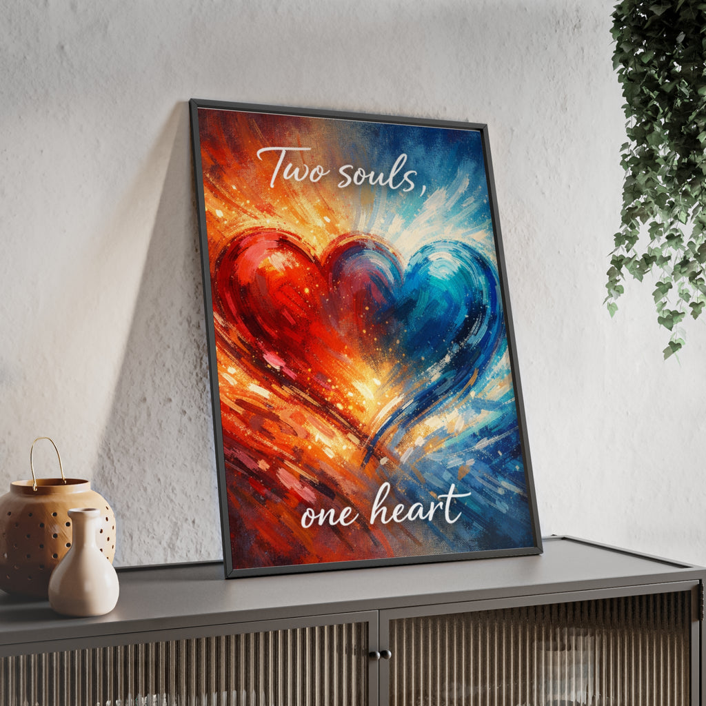 Two Souls One Heart Framed Poster — Romantic Heart Wall Art