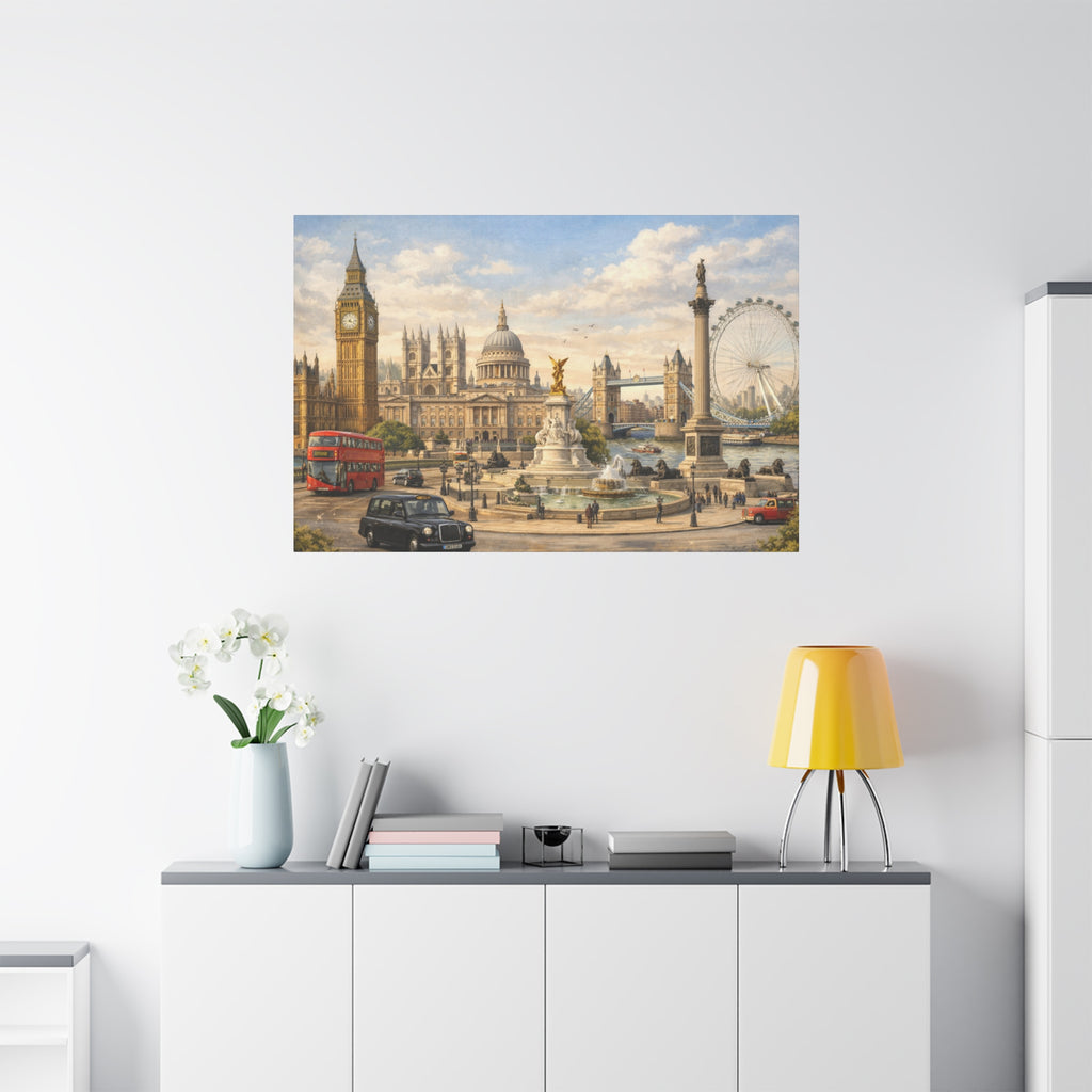 London Cityscape Matte Canvas Print Wall Art