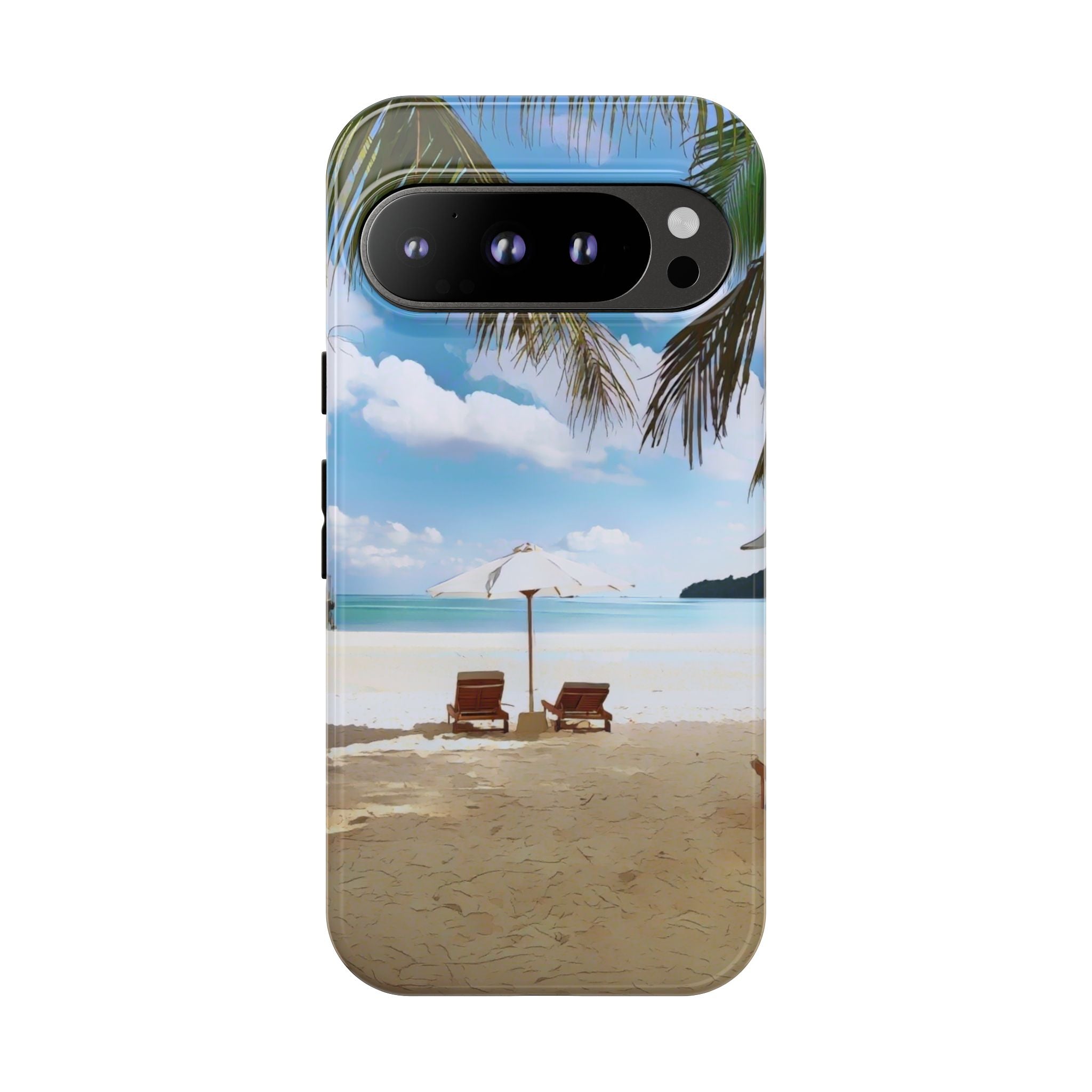 Beach Paradise Tropical Palm Beach Scene Tough Phone Case