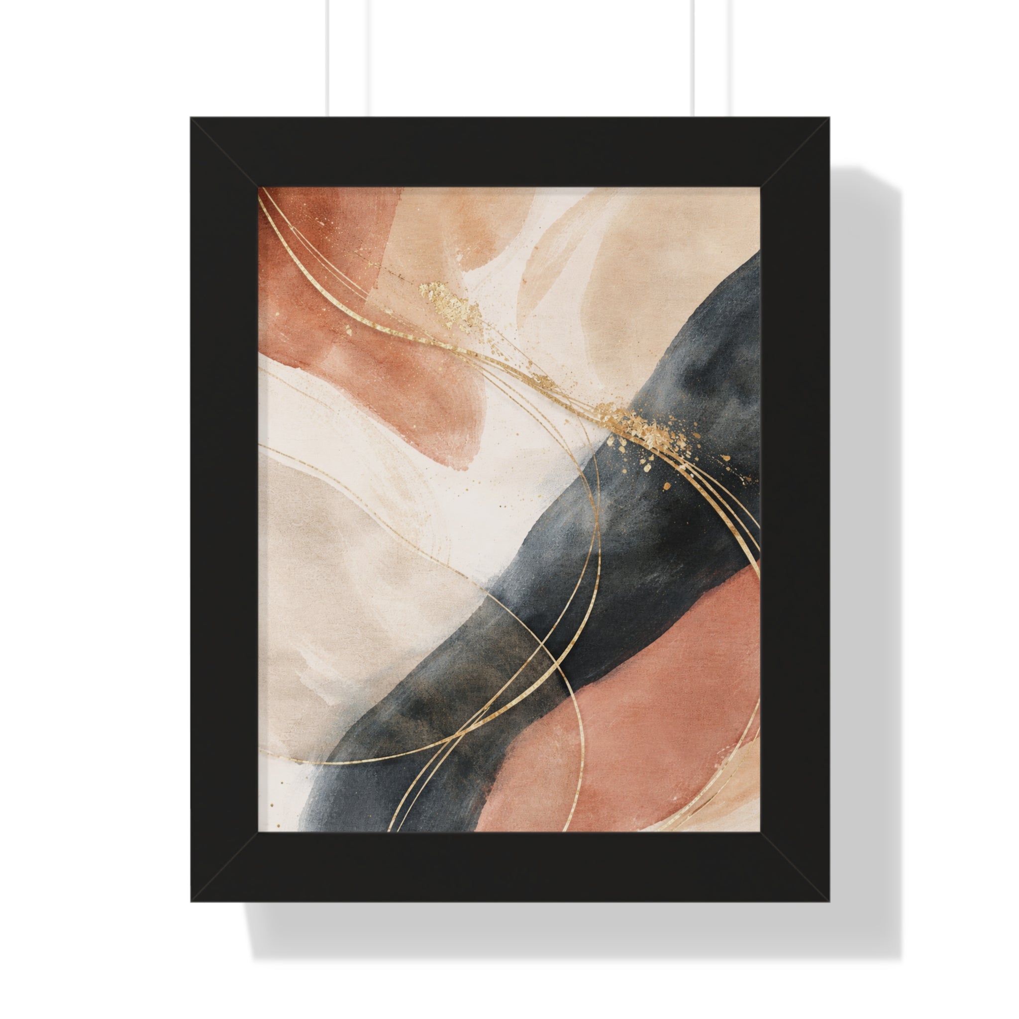 Modern Abstract Earth Tone Wall Art Poster with Gold Accents