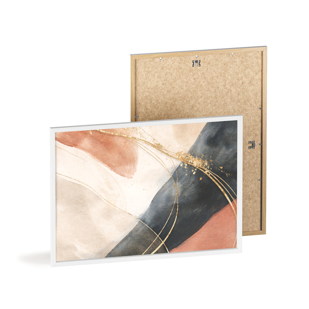 Abstract Gold Arc Framed Poster Modern Watercolor Wall Art