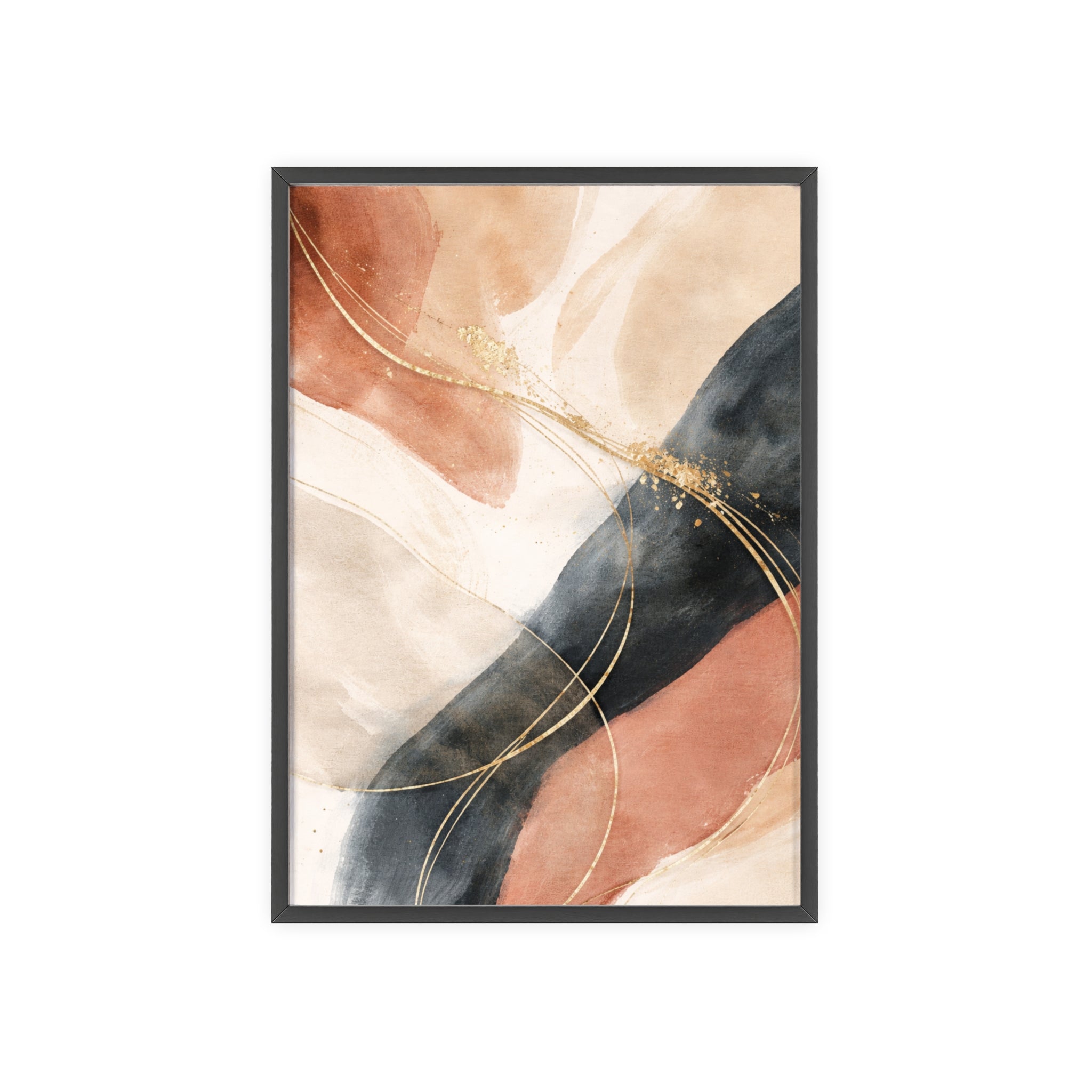 Abstract Gold Arc Framed Poster Modern Watercolor Wall Art