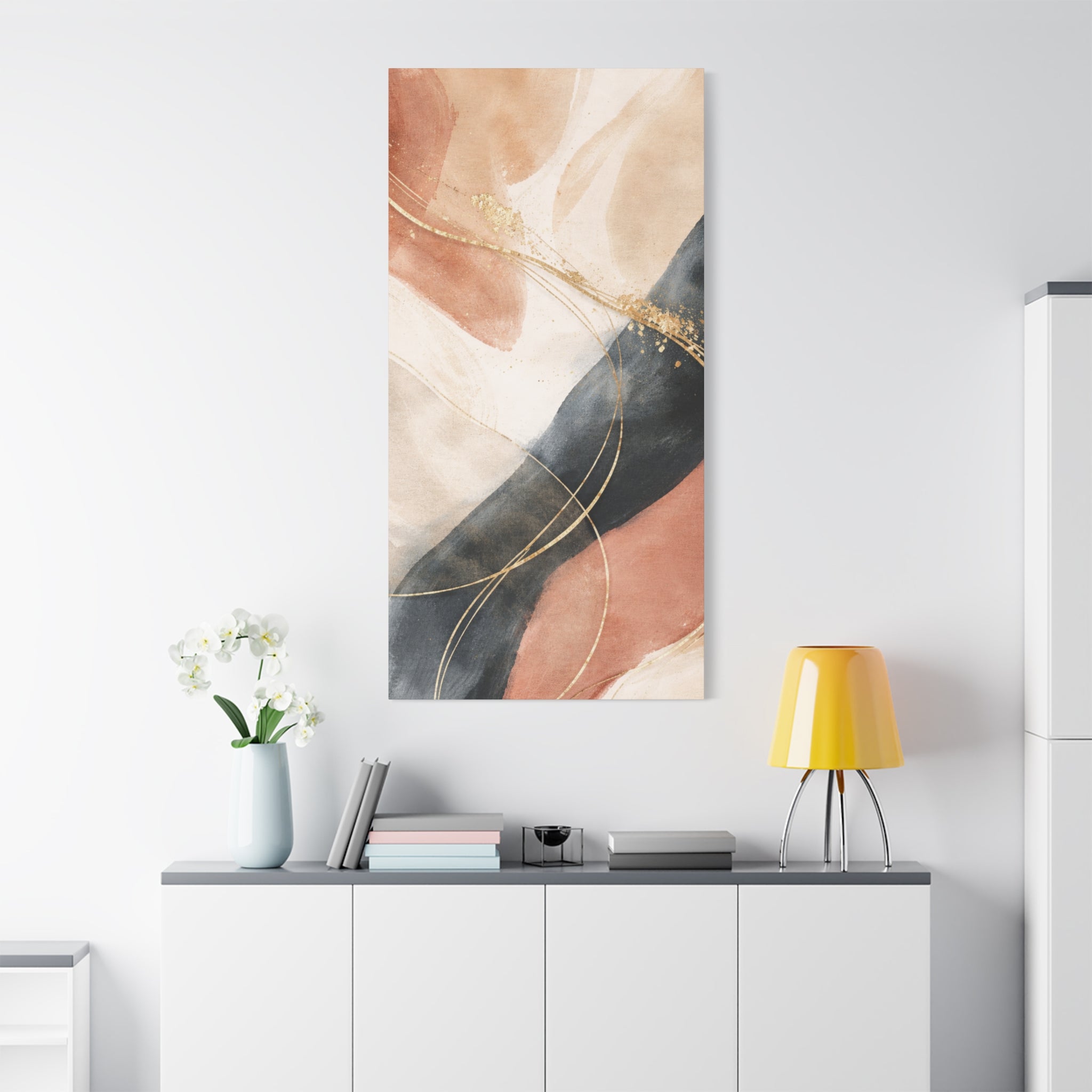 Abstract Blush & Gold Matte Canvas Print