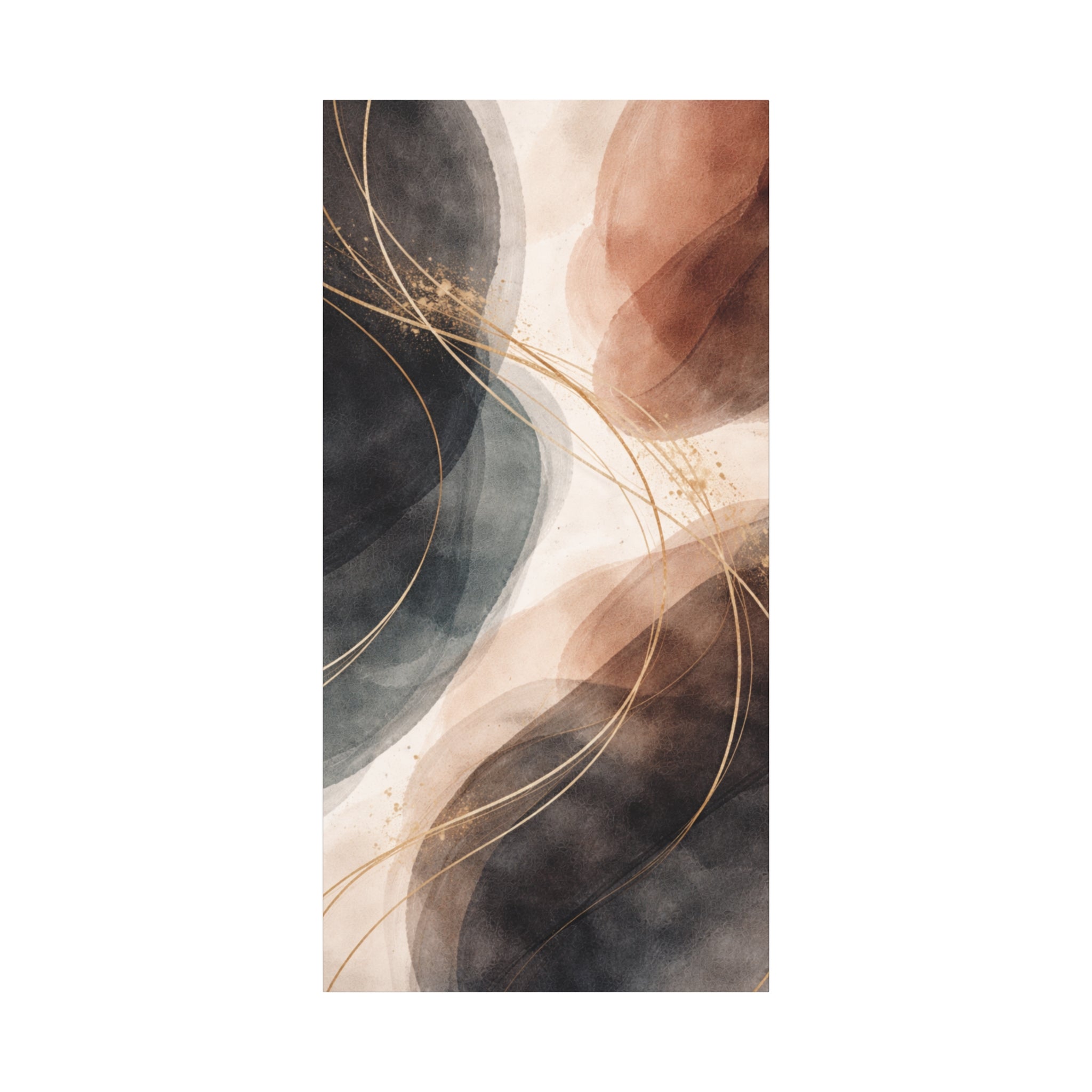 Abstract Earth Tones Matte Canvas Wall Art Modern Gold Line Accent