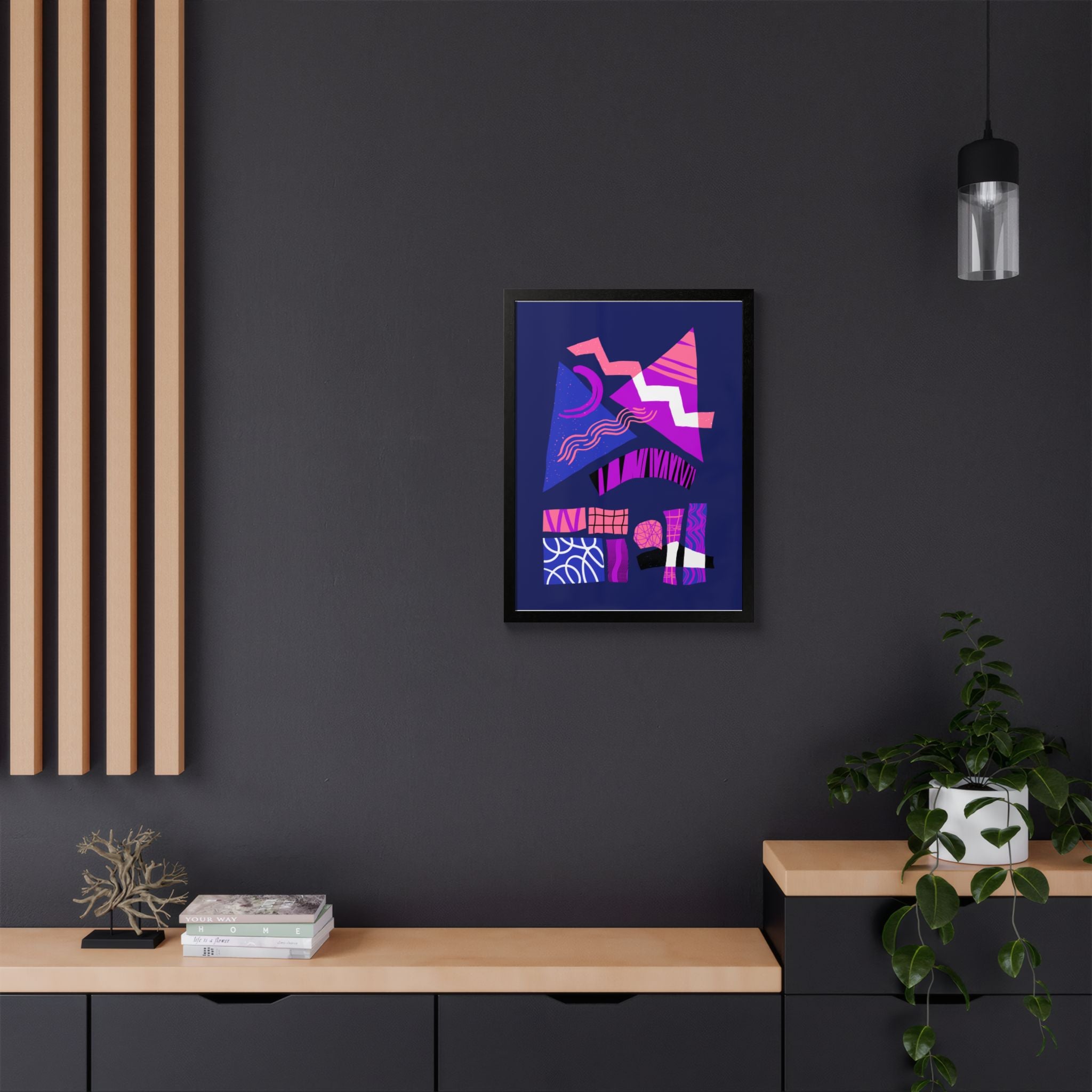 Abstract Geometric Framed Poster — Pink & Purple Modern Wall Art