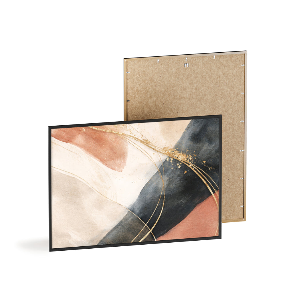 Abstract Gold Arc Framed Poster Modern Watercolor Wall Art