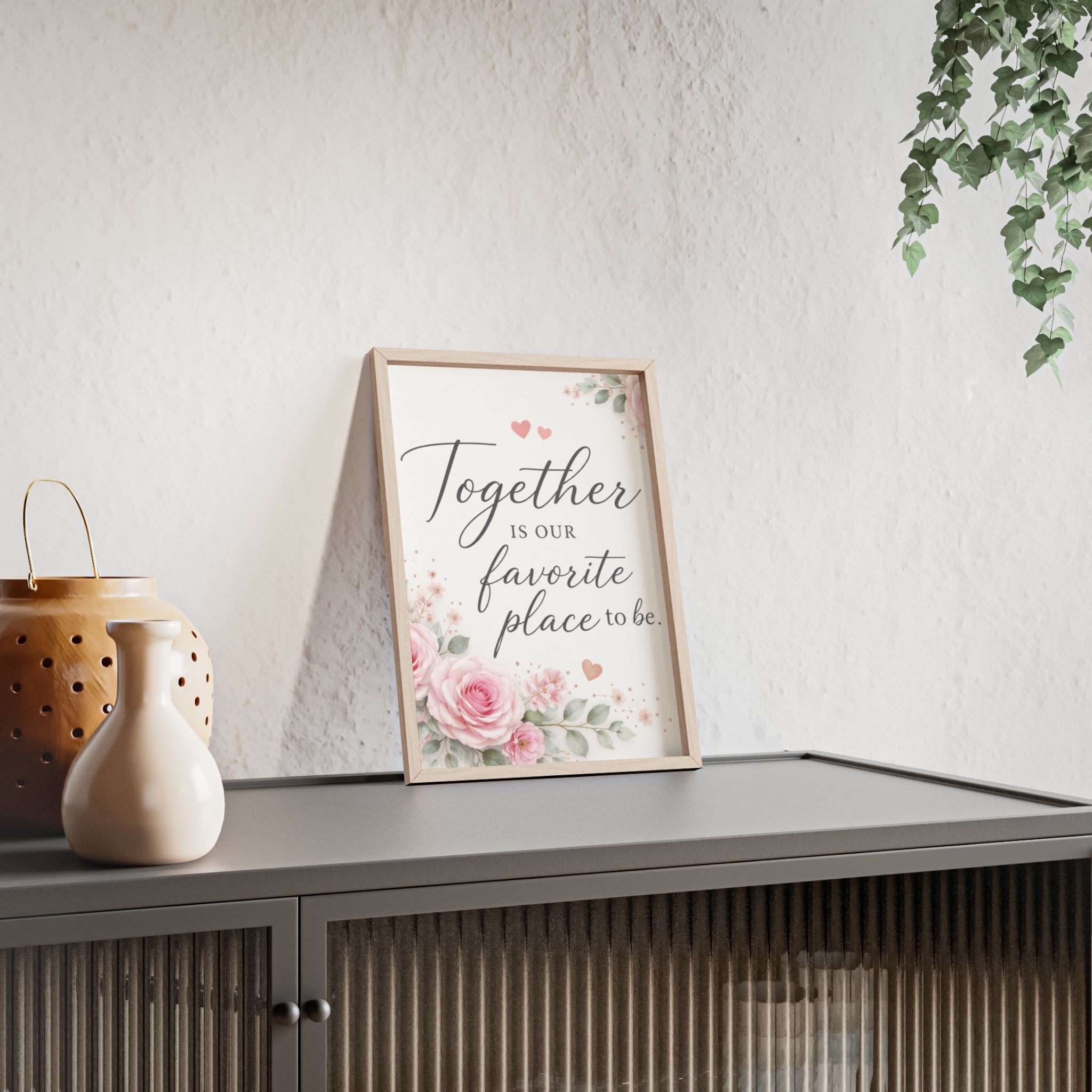 Together Is Our Favorite Place To Be Framed Floral Wall Art