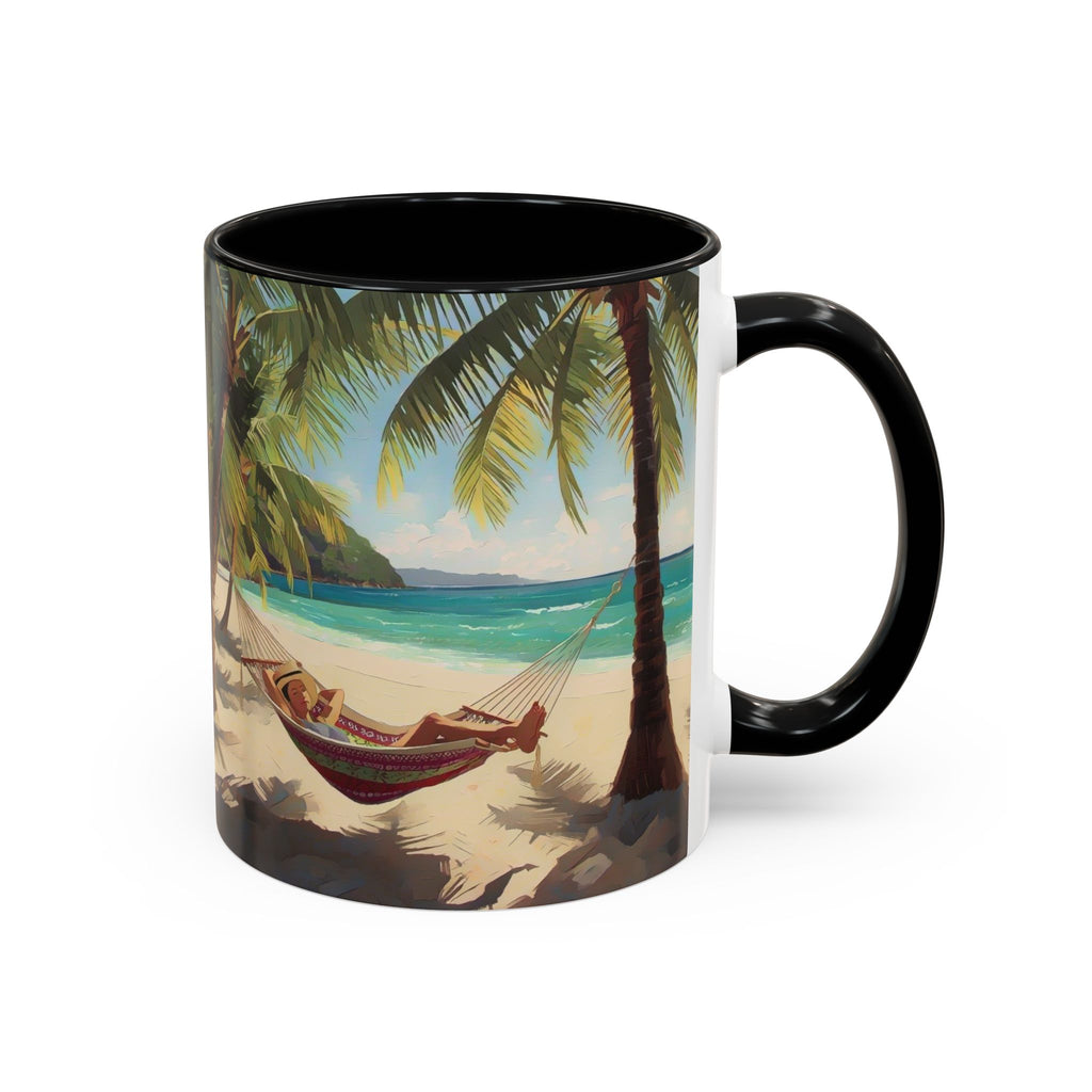 Tropical Beach Palm Trees & Hammock Coffee Mug