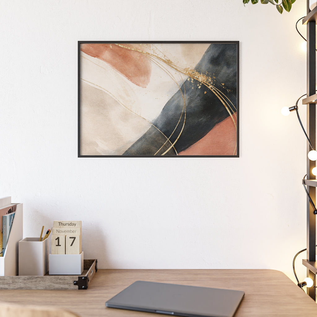 Abstract Gold Arc Framed Poster Modern Watercolor Wall Art