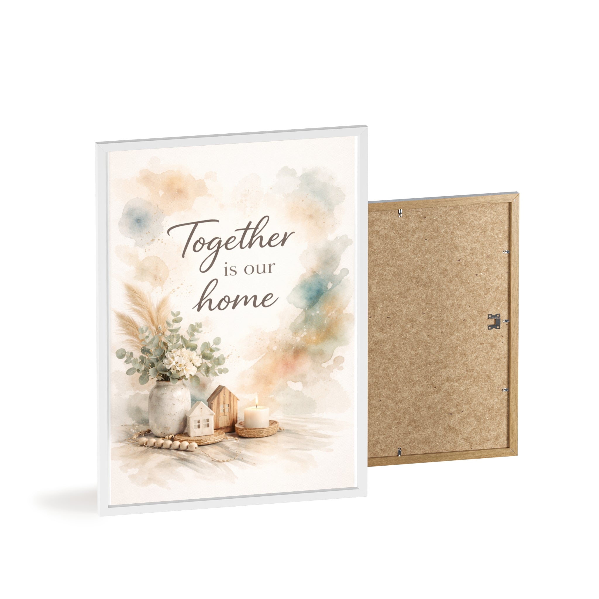 Together Is Our Home Framed Poster Cozy Watercolor Floral Wall Art