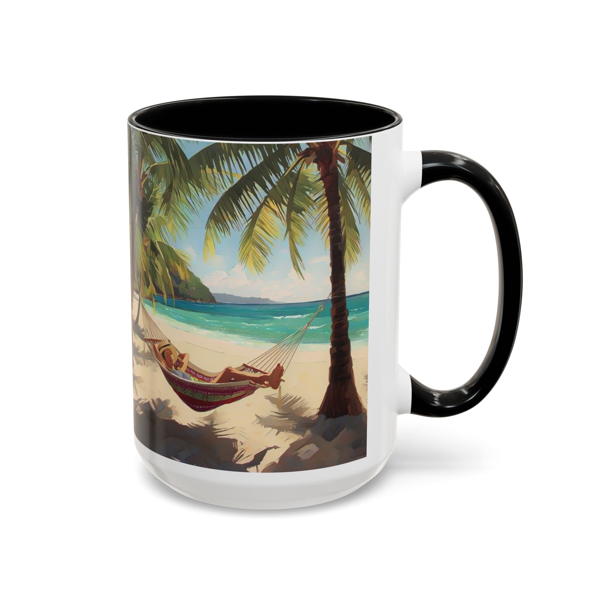 Tropical Beach Palm Trees & Hammock Coffee Mug
