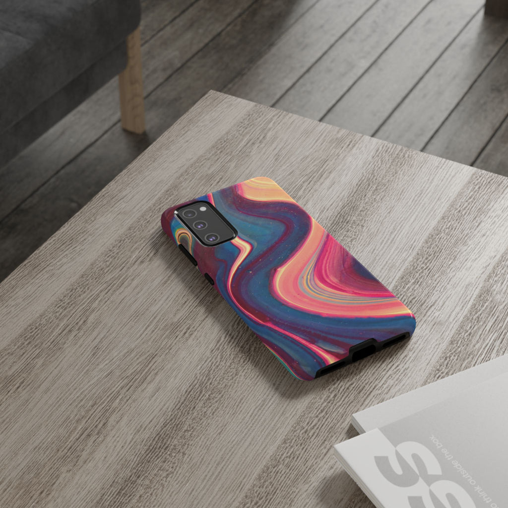 Colorful Wavy Marble Swirl Protective Phone Case