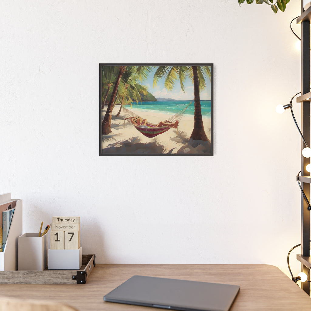 Tropical Beach Hammock Framed Poster