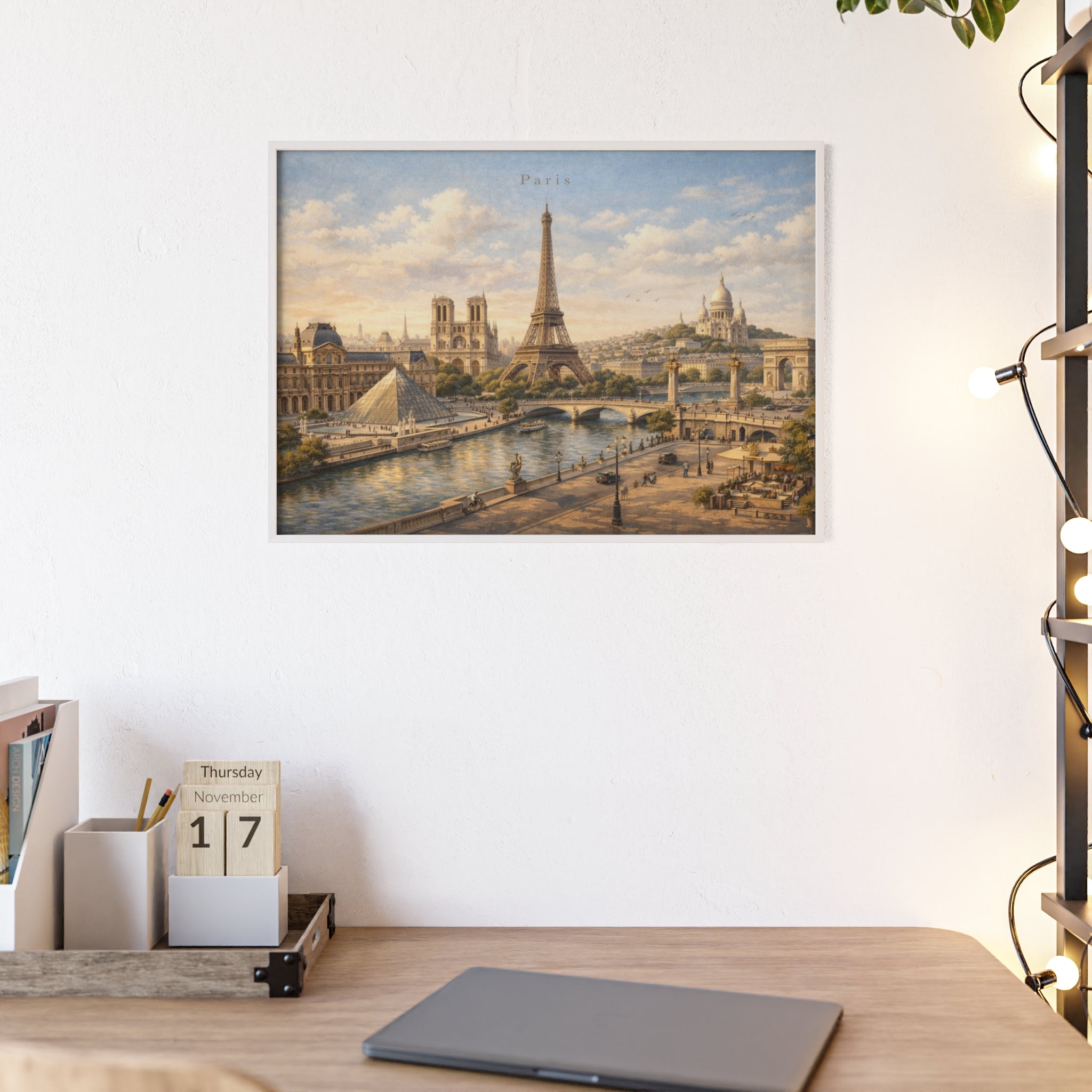 Paris Eiffel Tower Wood Framed Poster