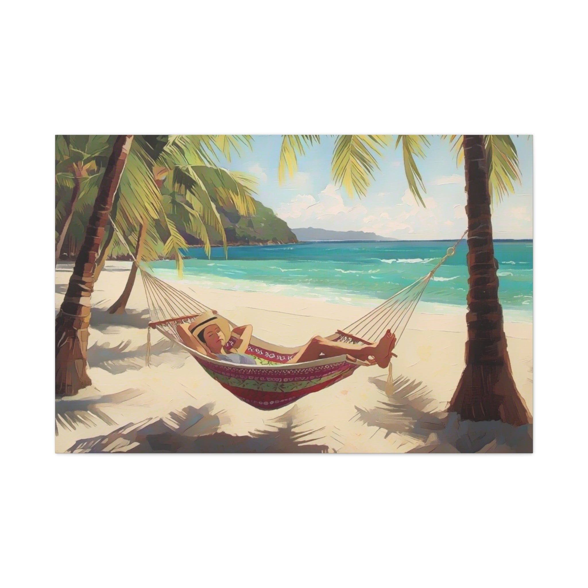 Tropical Beach Hammock Canvas Wall Art
