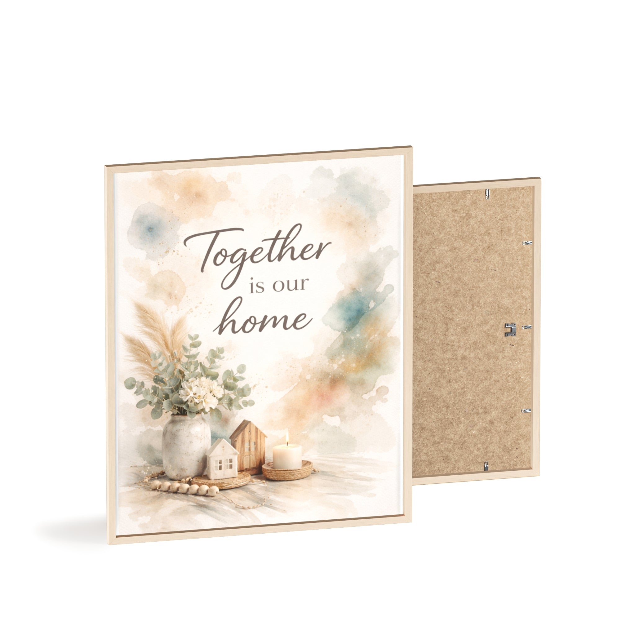 Together Is Our Home Framed Poster Cozy Watercolor Floral Wall Art