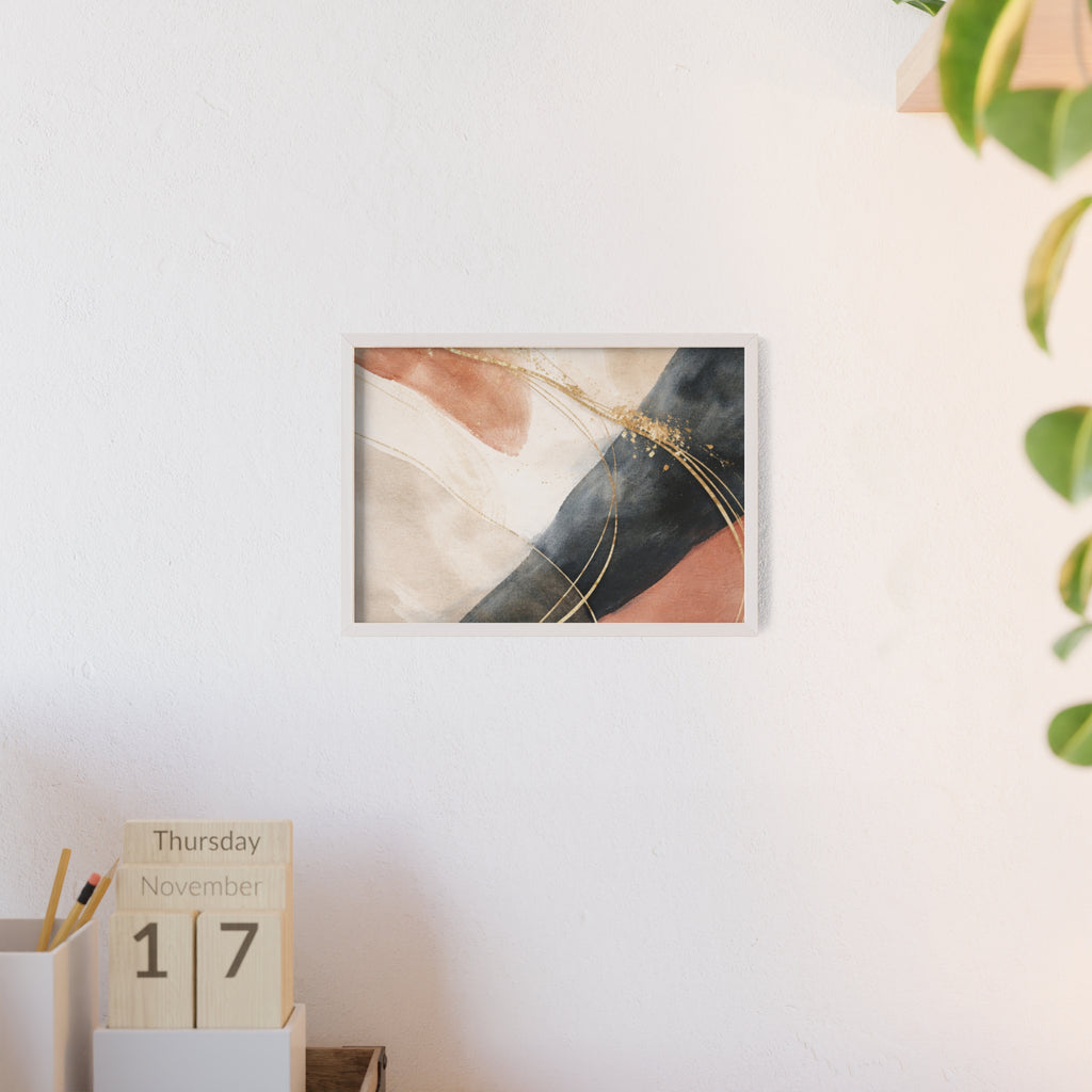 Abstract Gold Arc Framed Poster Modern Watercolor Wall Art