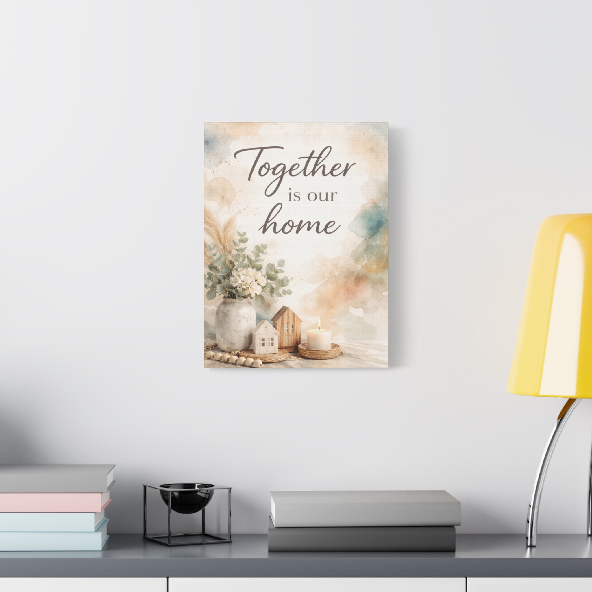 Together Is Our Home Floral Inspirational Decor Canvas Wall Art