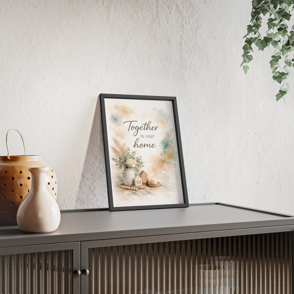 Together Is Our Home Framed Poster Cozy Watercolor Floral Wall Art