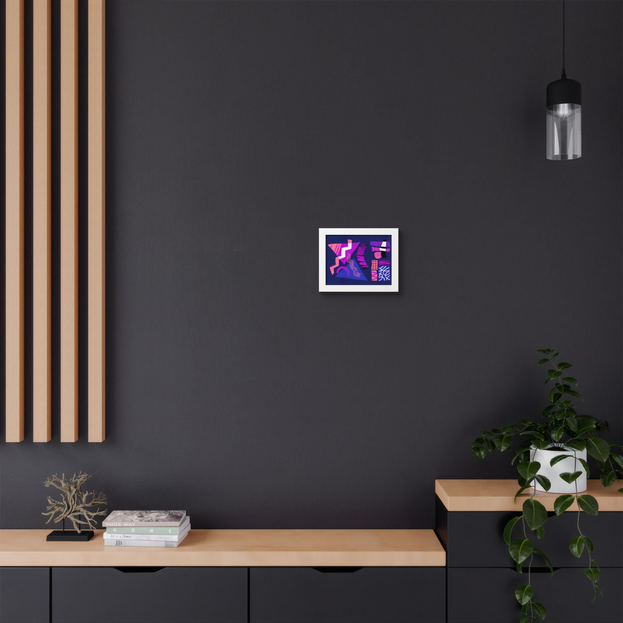 Abstract Geometric Framed Poster — Pink & Purple Modern Wall Art