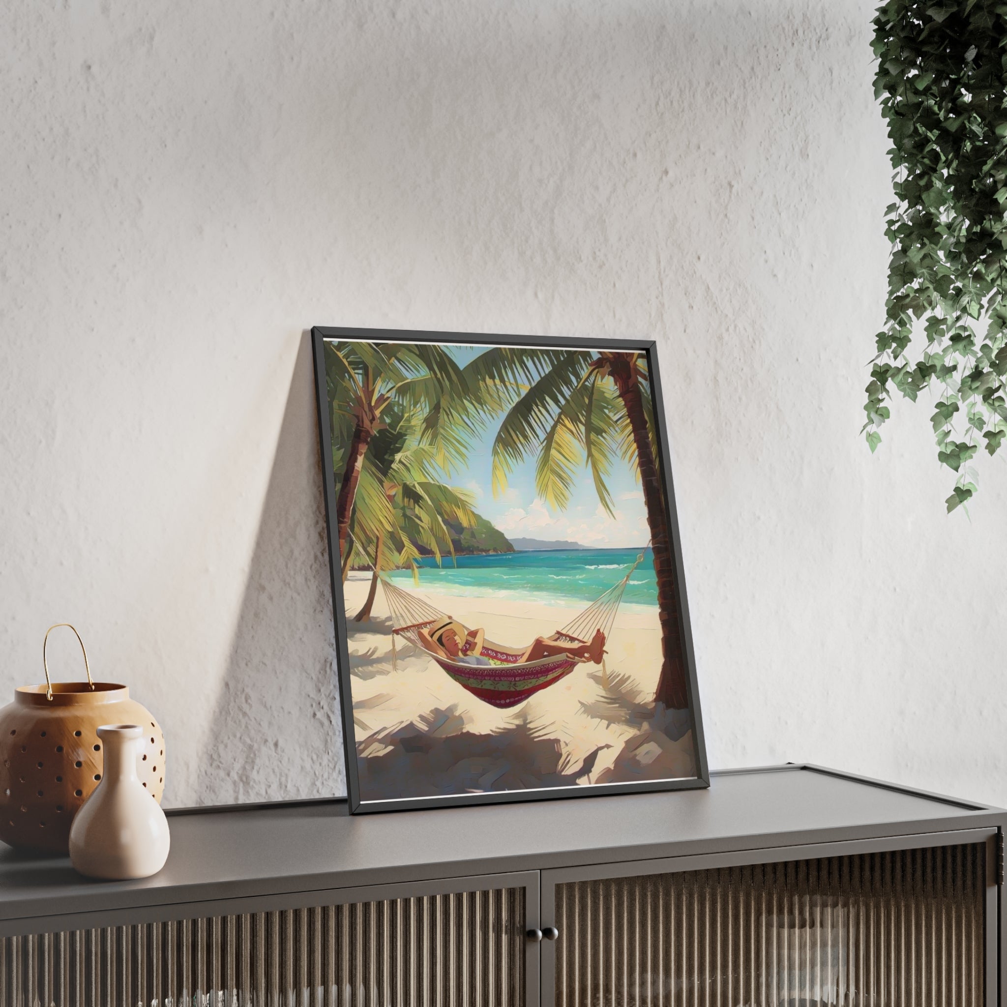 Tropical Beach Hammock Framed Poster