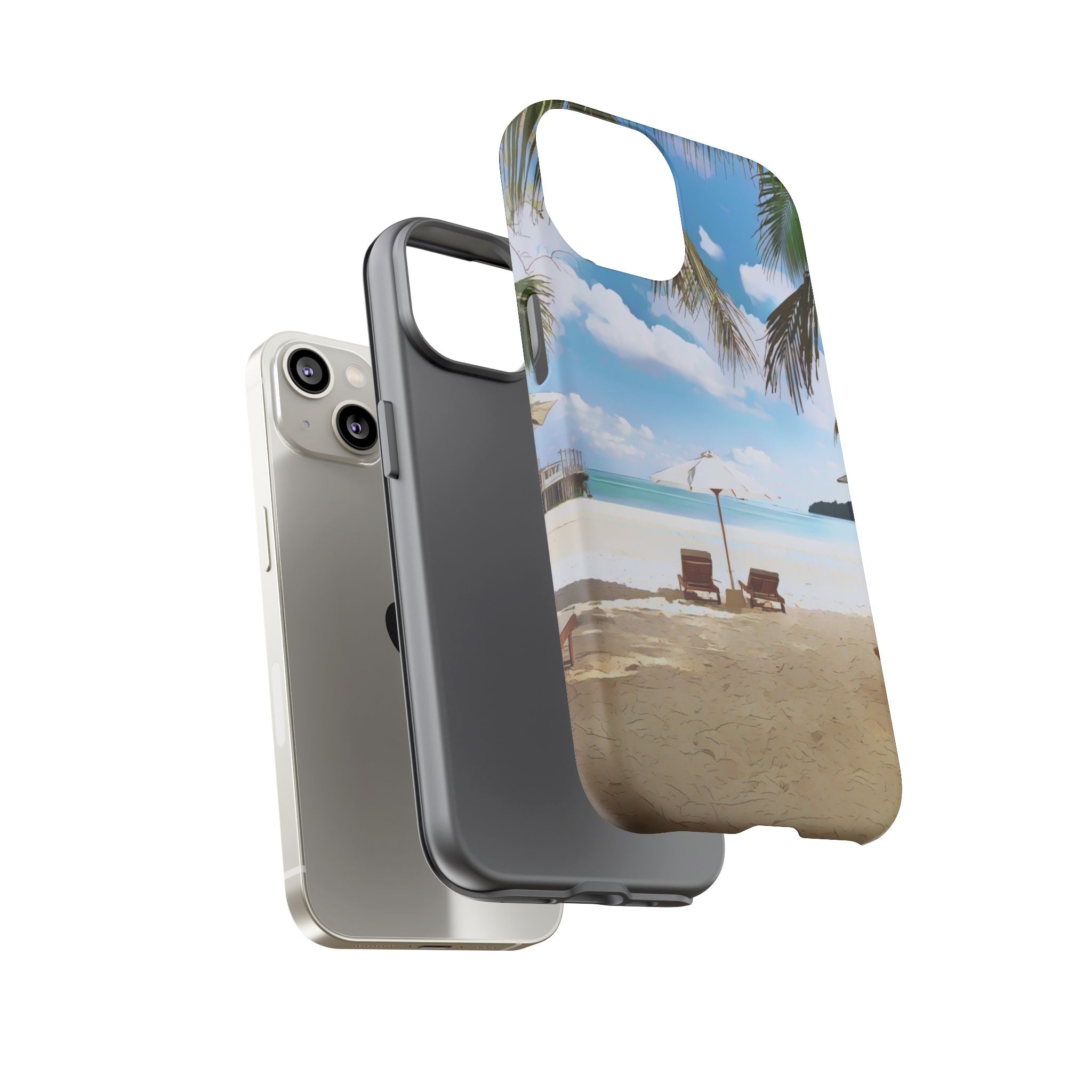 Beach Paradise Tropical Palm Beach Scene Tough Phone Case