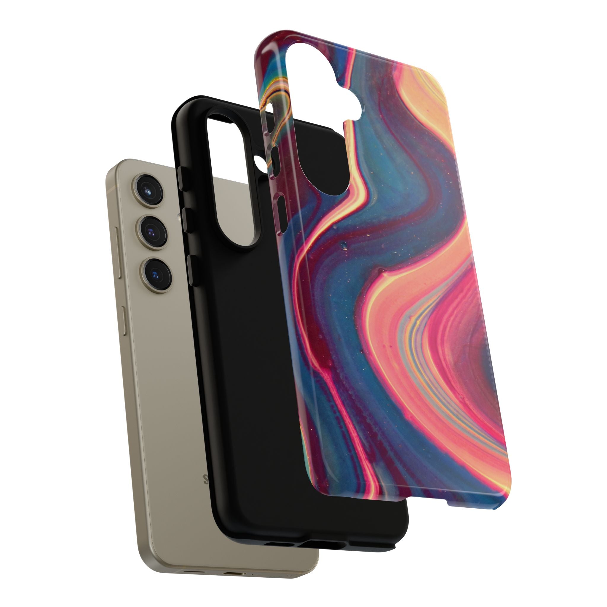 Colorful Wavy Marble Swirl Protective Phone Case
