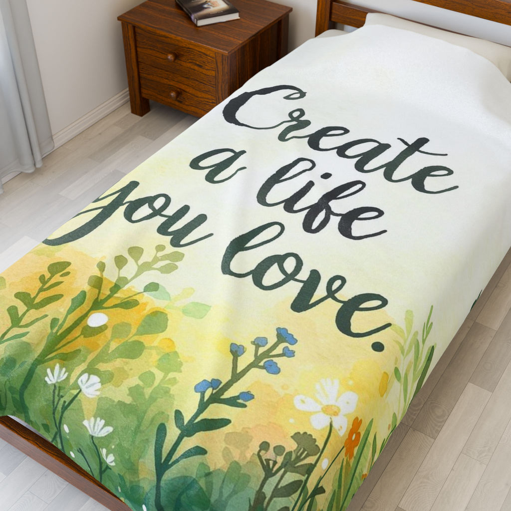 Create a Life You Love Velveteen Plush Blanket