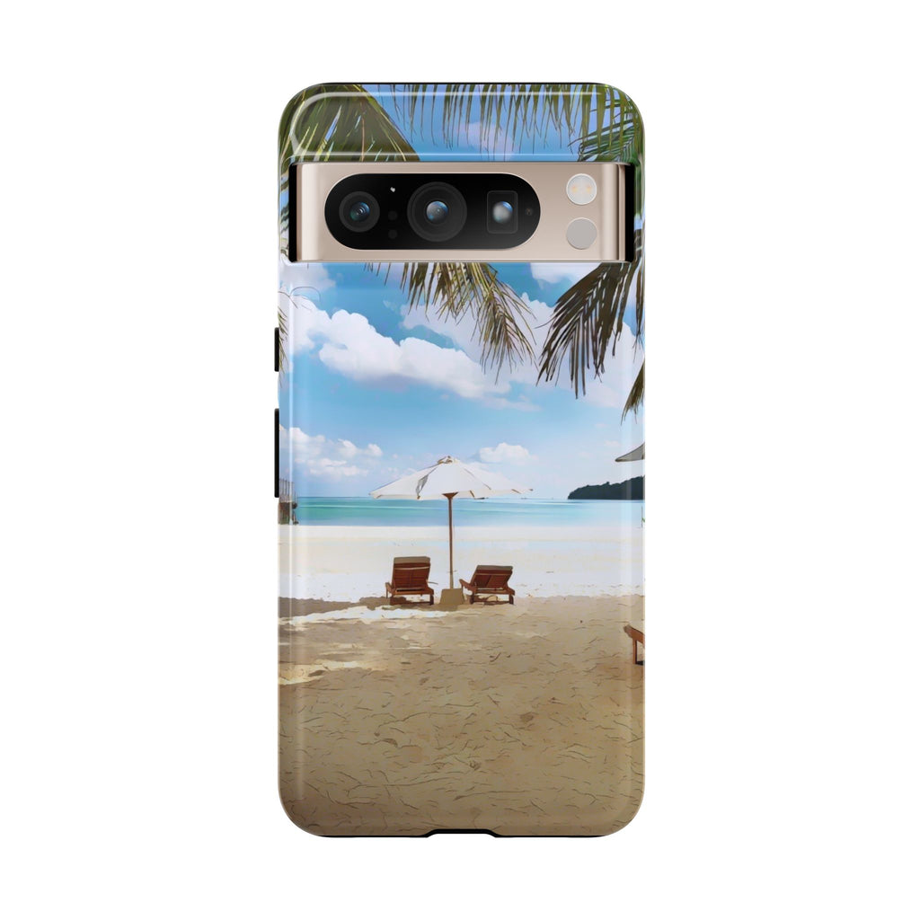 Beach Paradise Tropical Palm Beach Scene Tough Phone Case