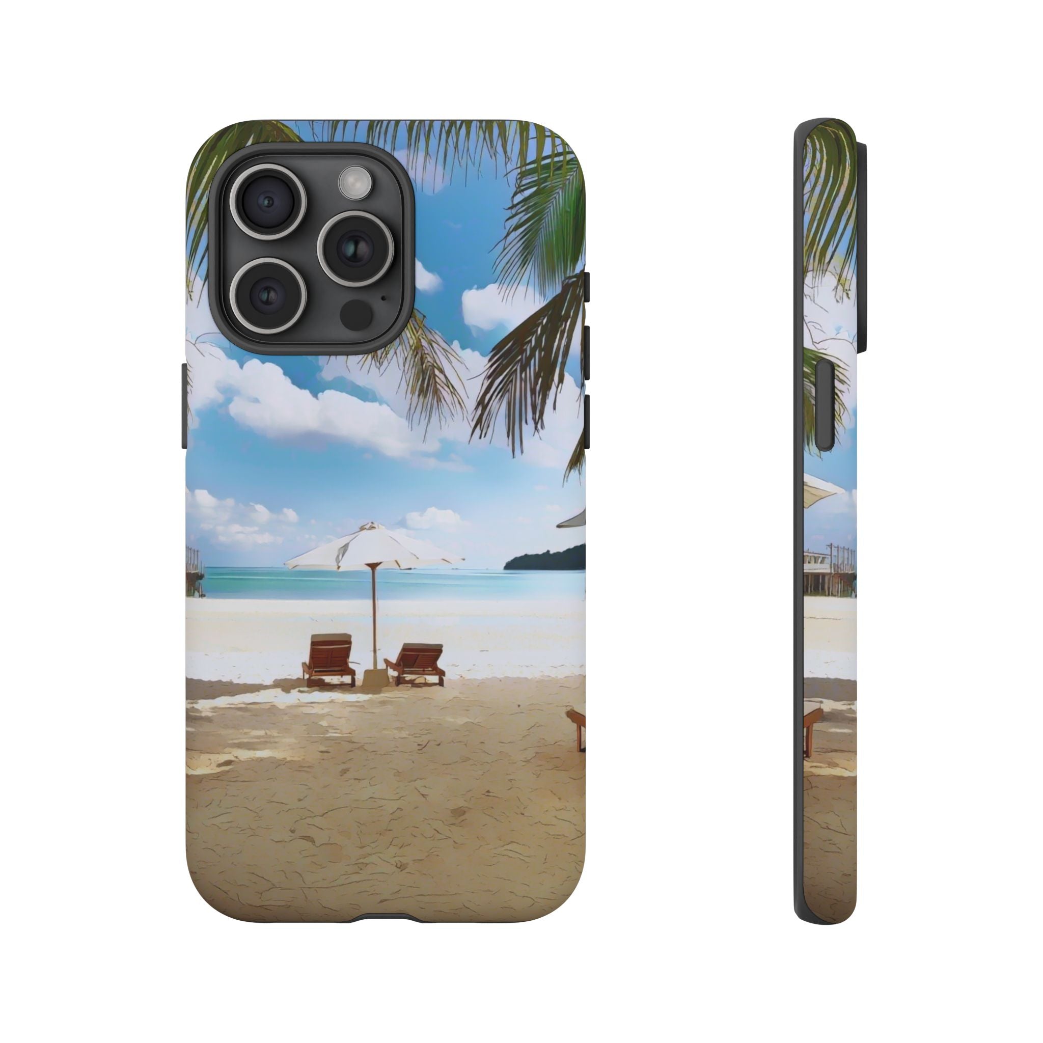 Beach Paradise Tropical Palm Beach Scene Tough Phone Case